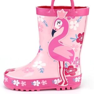 K Komforme Flowers & Flamingo Rainboots Size 6